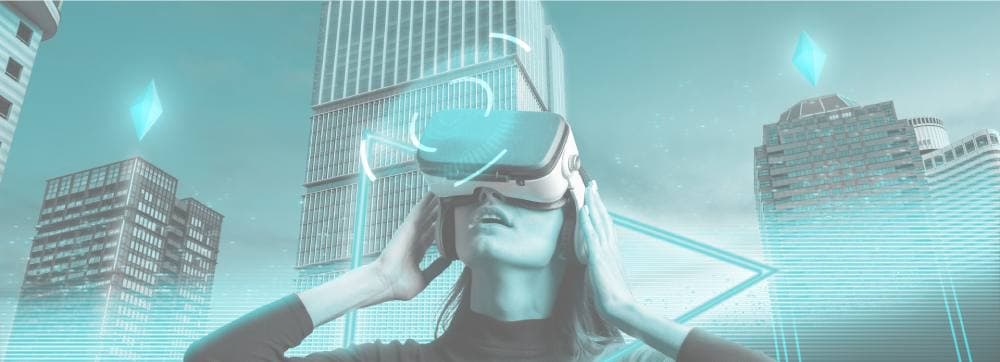 Virtual reality interior design background showing immersive space